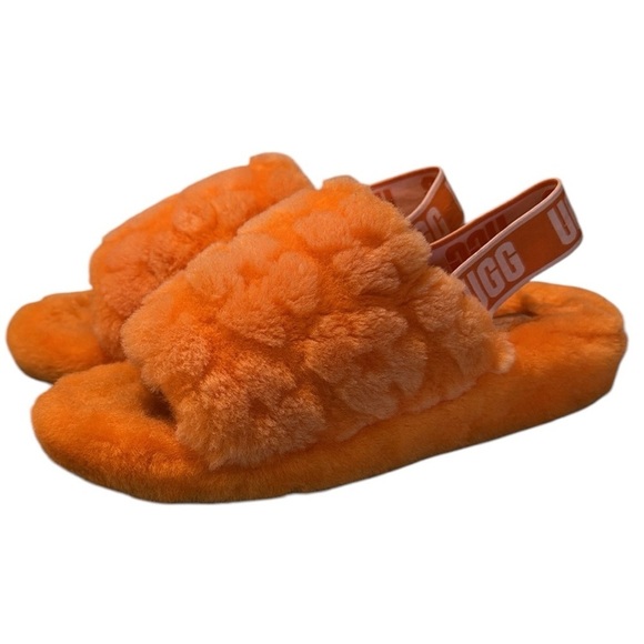 UGG Fluff yeah slide California Poppy orange Lambs wool slippers fuzzy furry 9 - Picture 1 of 14